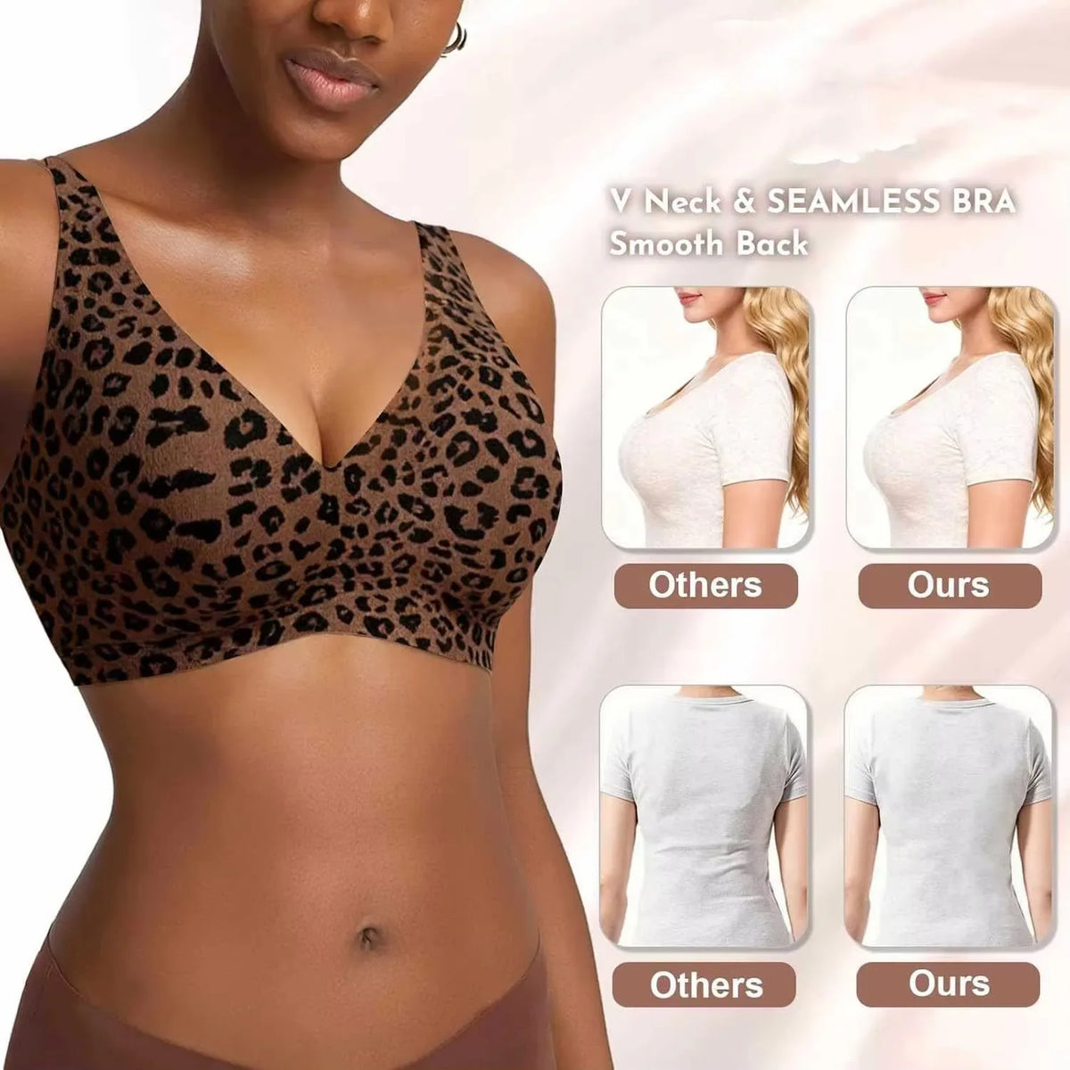 Custom made-2-Row Hook Leopard Print Bra Underwear