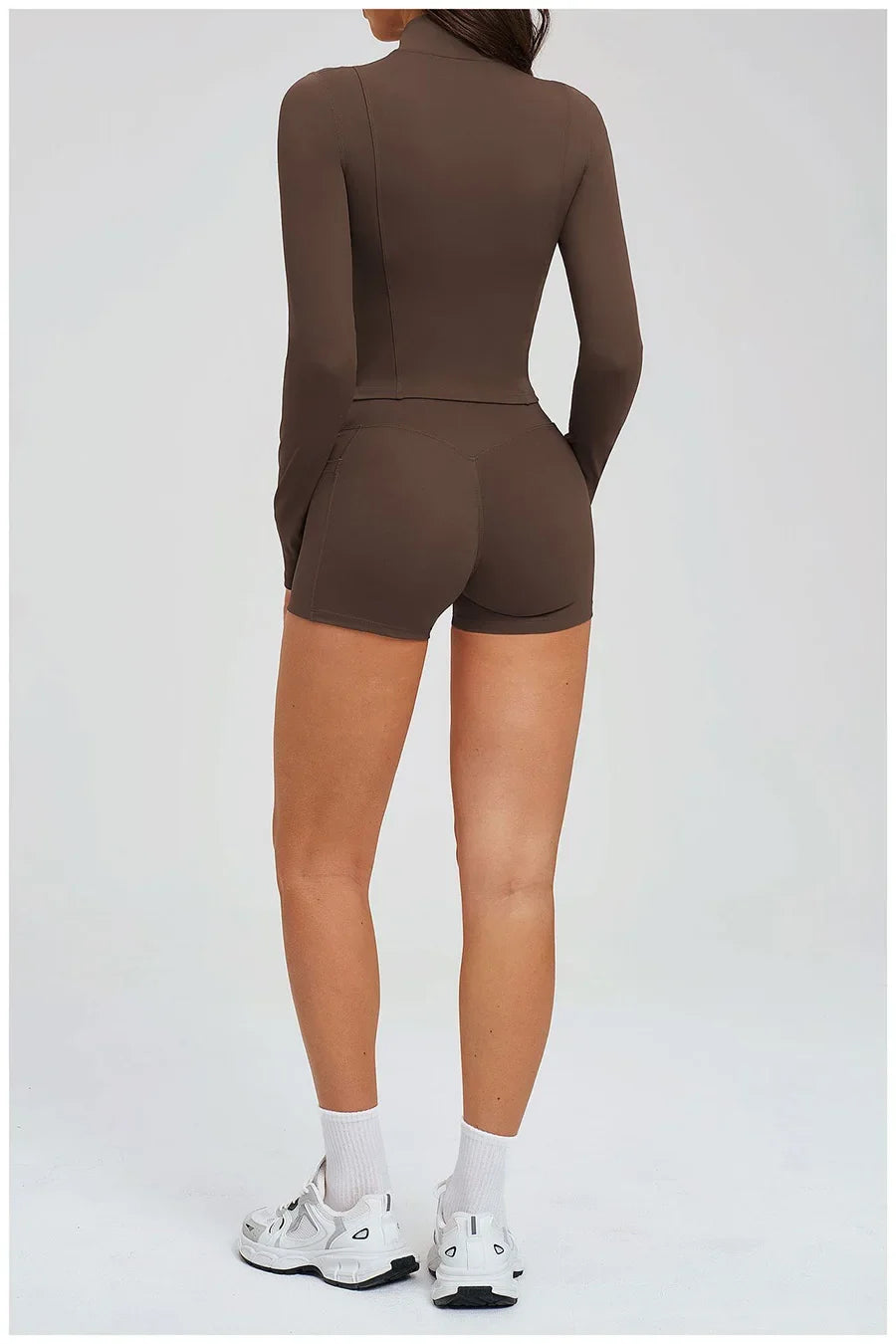 Yoga Suit Women Tracksuit Long-sleeved Jacket Shorts Suit Outfit Gym 2PCS Set Fitness Running Workout Clothes Push Up Sportswear