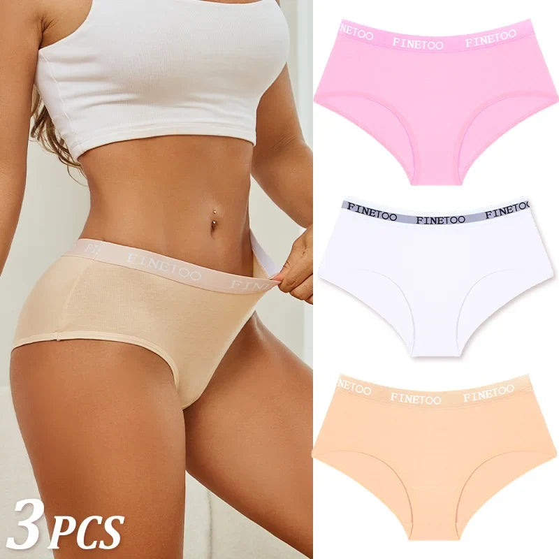 3Pcs Women's Cotton Briefs Letter Belt Underwear Women Panties Sexy Breathable Briefs Female Stretch Ladies Soft Lingerie