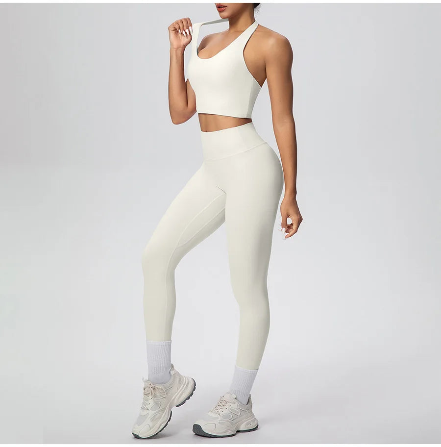 Yoga Clothing Set Women's High Waisted Leggings and Top 2 Piece Seamless Fitness Exercise Clothing Gym Sportswear Tracksuits