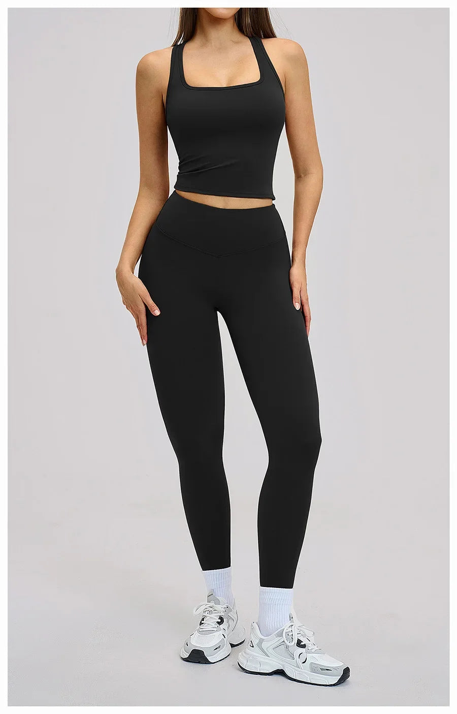 New Yoga Set 2PCS Gym Clothes Workout Outfits Women Long-sleeved T-shirt Sportswear Tracksuits Fitness Sports Vest Gym Leggings