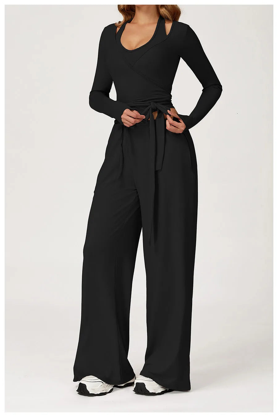 New Women Yoga Set 2/3 Pieces Long sleeves Workout Tracksuit Sportswear Gym Clothing Wide-leg sport pants Fitness Sports Suit