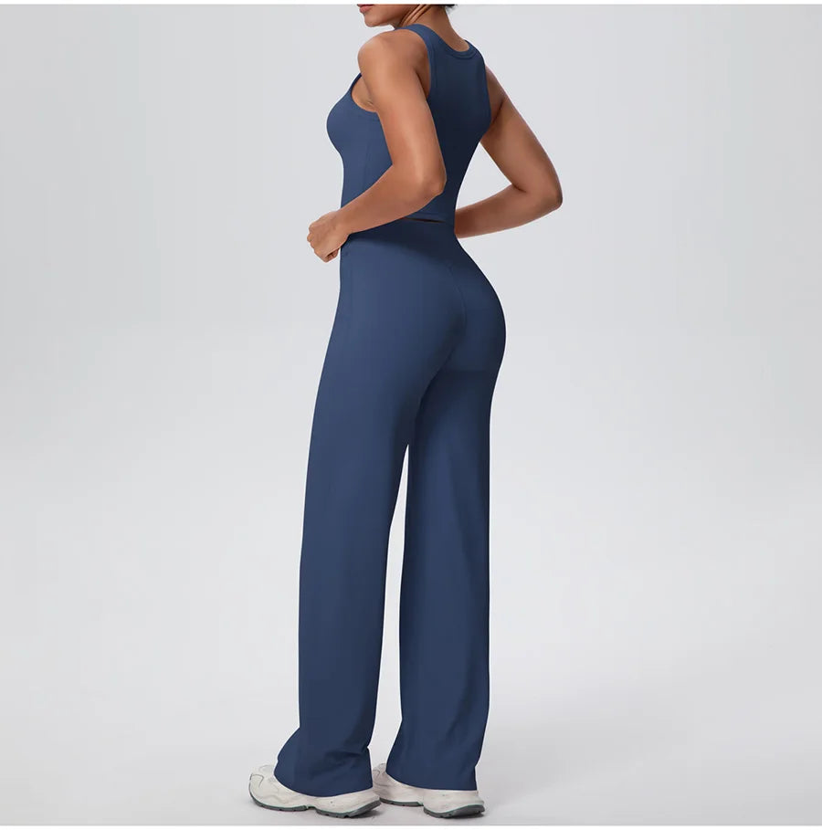 2PCS Yoga Set Women Tracksuit Nude Feeling Workout Sets Gym Clothes Push Up Fitness Running Sportswear Sport Straight tank suit