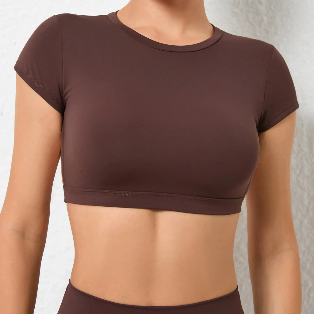 Hearuisavy Summer Customizable Sports Shirts Workout Sportswear Backless Yoga Clothing Chest Pads Sport Crop Tops Gym Top Women