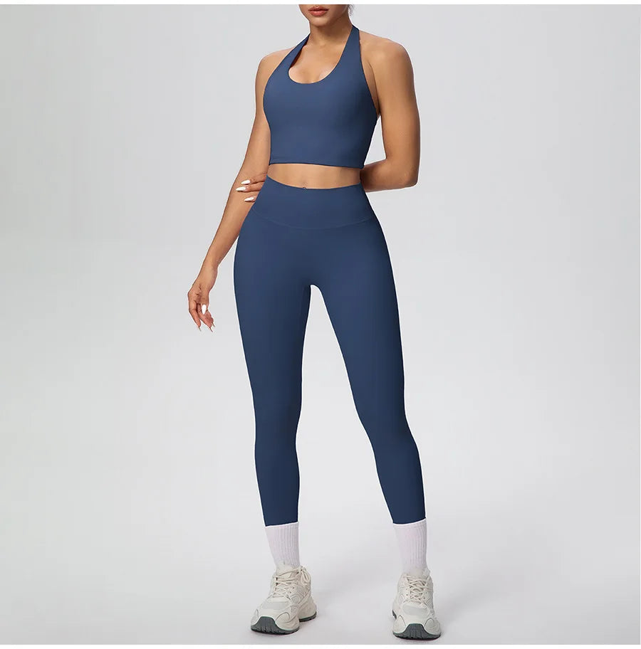 Yoga Clothing Set Women's High Waisted Leggings and Top 2 Piece Seamless Fitness Exercise Clothing Gym Sportswear Tracksuits
