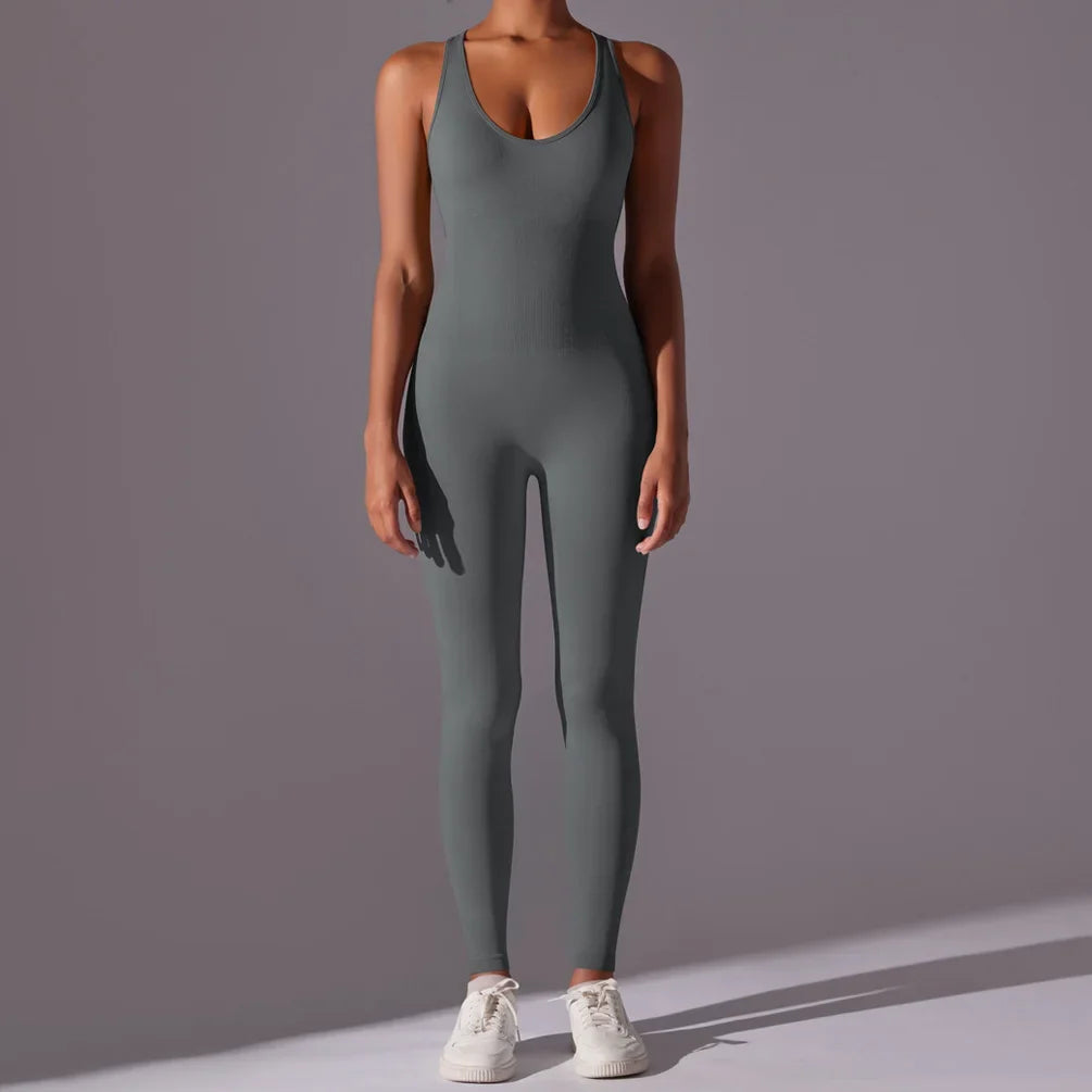 Seamless One-Piece Yoga Jumpsuit Women Fitness Sports Overalls Dance Workout Set Stretch Bodysuit Gym Clothes Push Up Sportswear