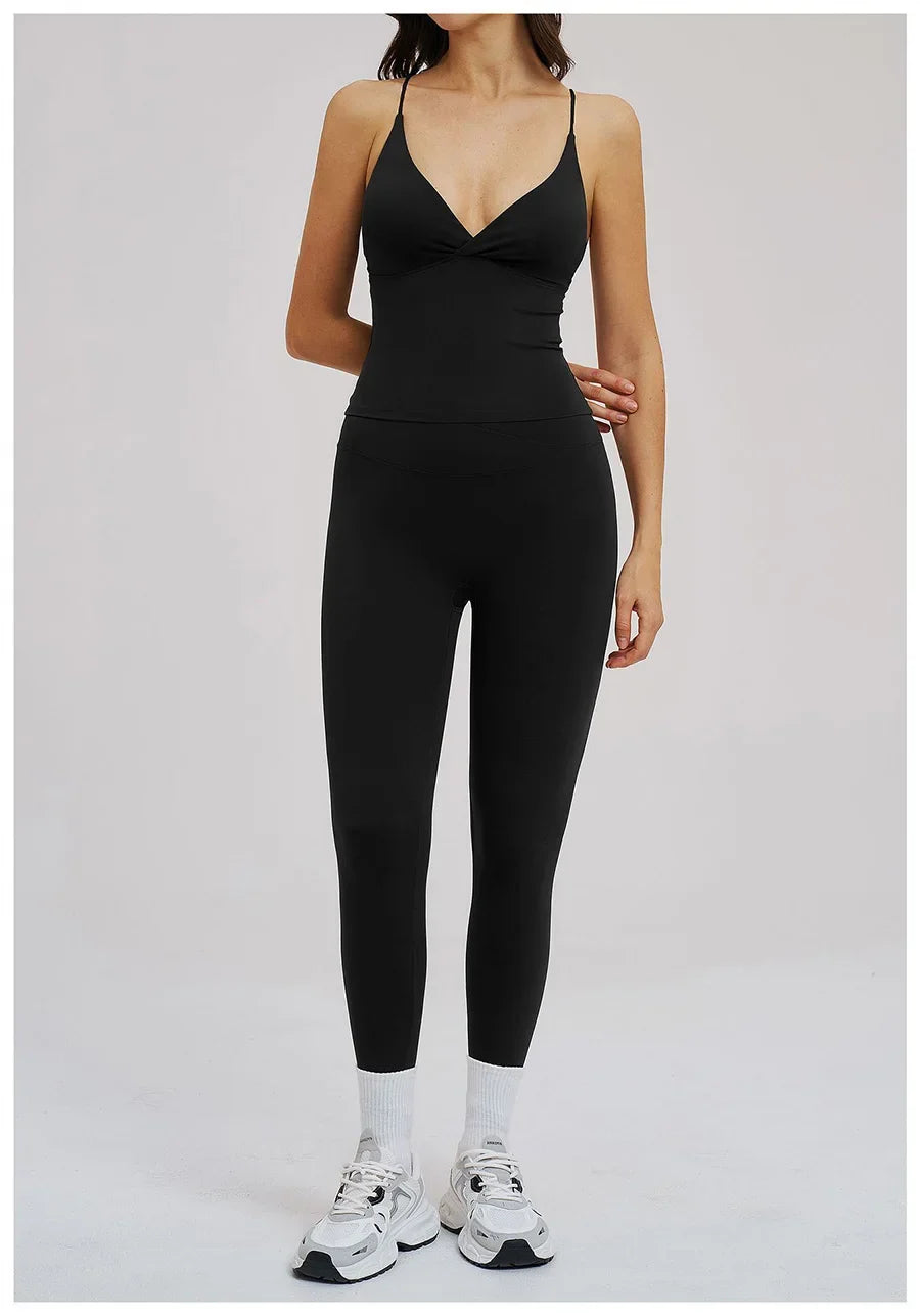 2PCS Yoga Suit Sports Set Women Fitness Quick-Drying Gym Tracksuit Running Nude Feeling Workout Outfit Sport Bra Leggings Suit