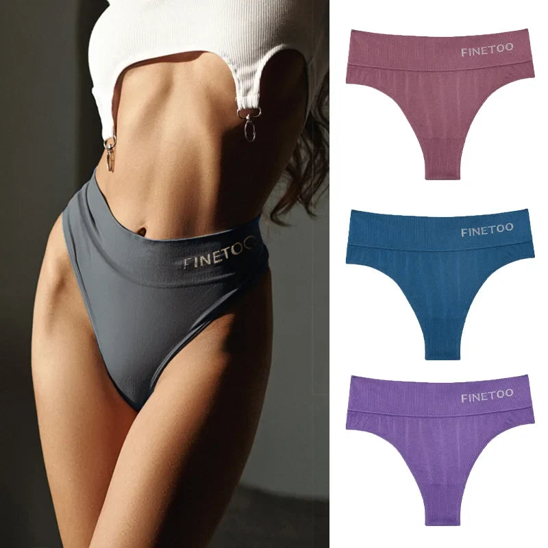 3Pcs M-2XL Seamless Thongs Women High Waist G-string Ladies Comfortable Bikini Panties Thong Underpants Girls Underwear Lingerie