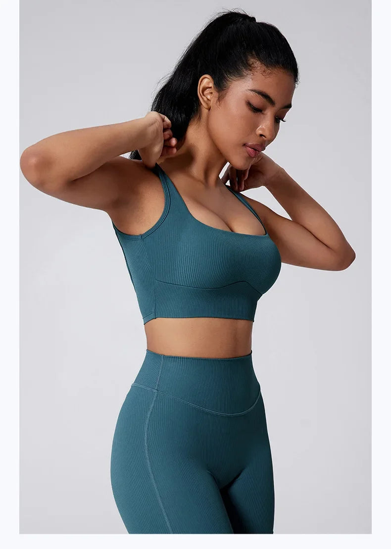 Women Yoga Suit Tracksuit Sports Bra High Waist Legging Shorts Outfit Gym Set Fitness Running Workout Clothes Push Up Sportswear