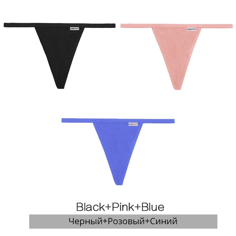 3Pcs/set Cotton Thongs M-XL Sexy Bikini Panties Women T-Back Underpants Girls Low Waist G-string Underwear Female Lingerie 2022