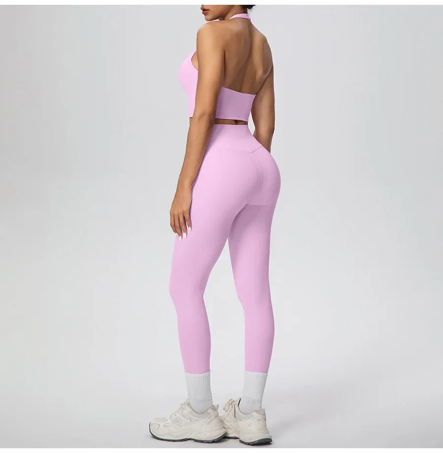Yoga Clothing Set Women's High Waisted Leggings and Top 2 Piece Seamless Fitness Exercise Clothing Gym Sportswear Tracksuits