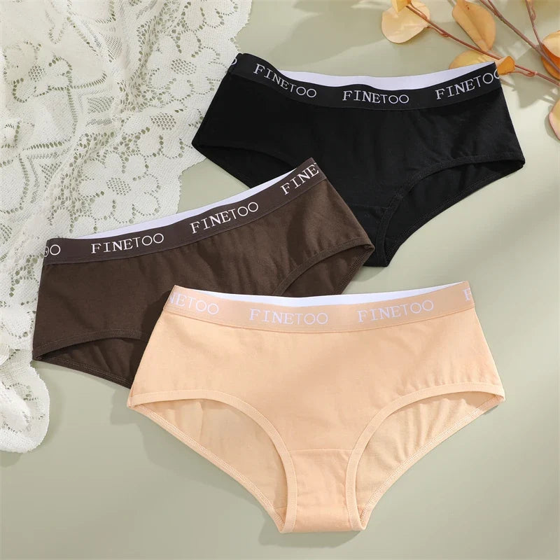 3Pcs Women's Cotton Briefs Letter Belt Underwear Women Panties Sexy Breathable Briefs Female Stretch Ladies Soft Lingerie