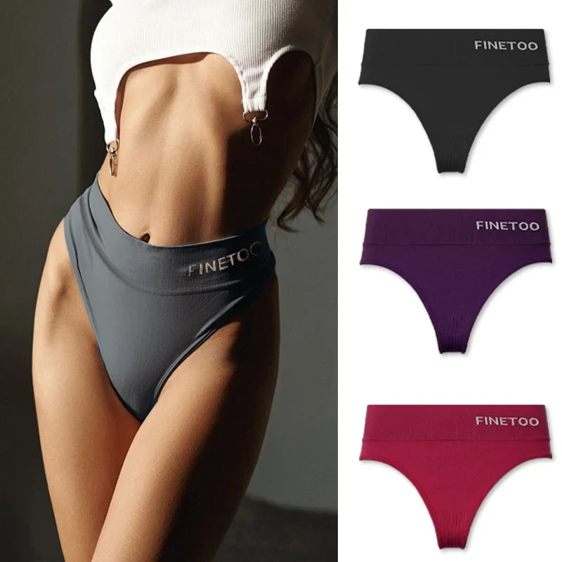 3Pcs M-2XL Seamless Thongs Women High Waist G-string Ladies Comfortable Bikini Panties Thong Underpants Girls Underwear Lingerie