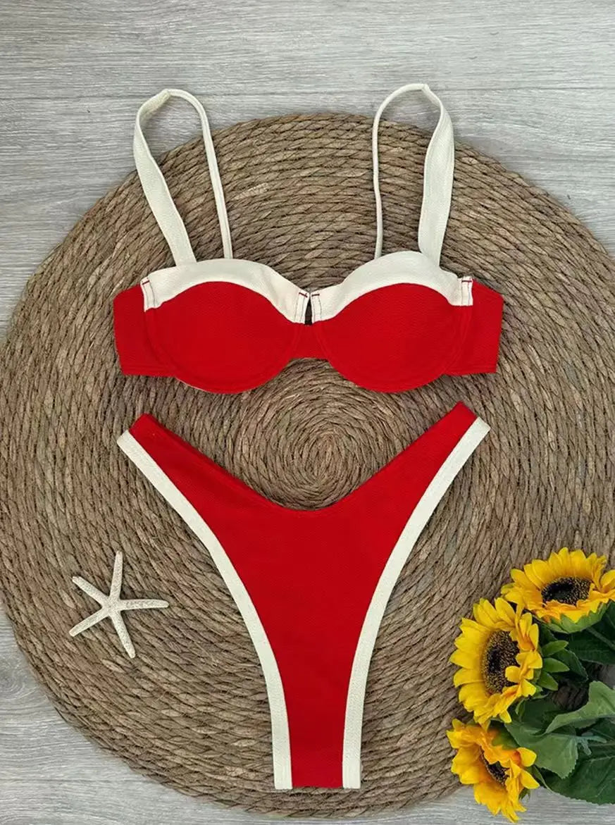2026 New Black Bikini White One Piece Swimsuit Sexy Solid Swimwear Women Bathing Suit Beach Backless Monokini Swimsuit Female
