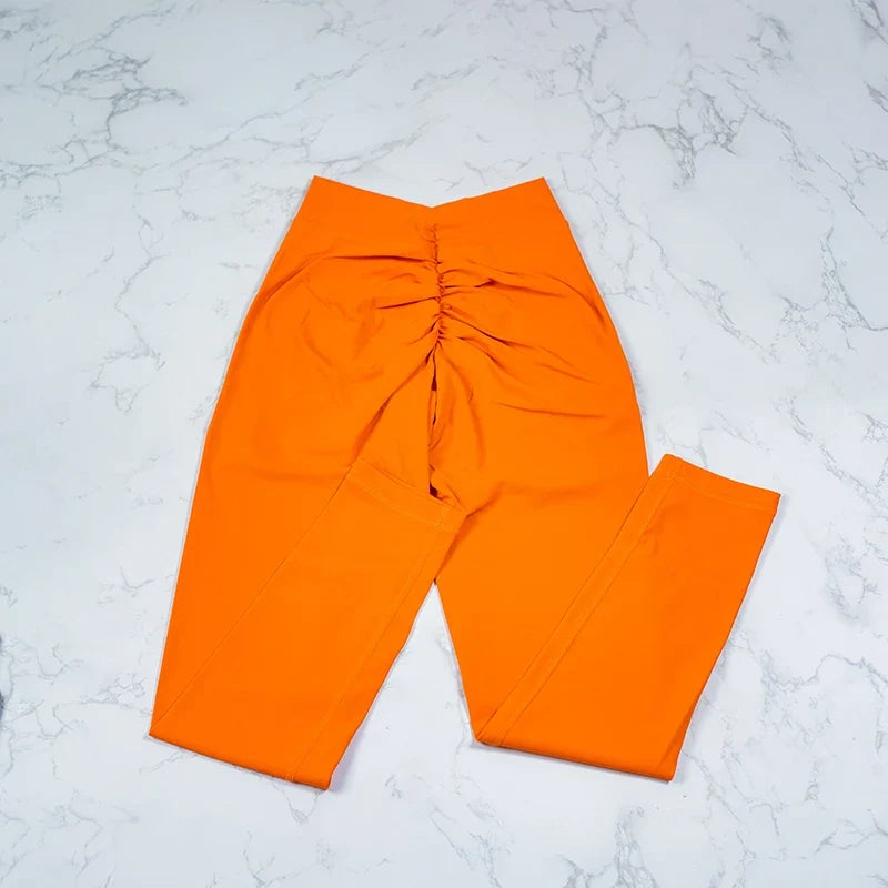 DIAS FIT JOY New V-shaped Women's Nylon Yoga Leggings Pants Gym Sport Fitness Outfit Women High Waist Elastic Tight Breathable