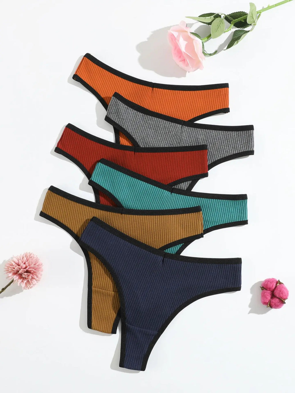 1pcs Seamless Cotton Thong Ribbed Ladies Panties Low Rise Solid Color Sexy G-string Panties Female Breathable Underwear