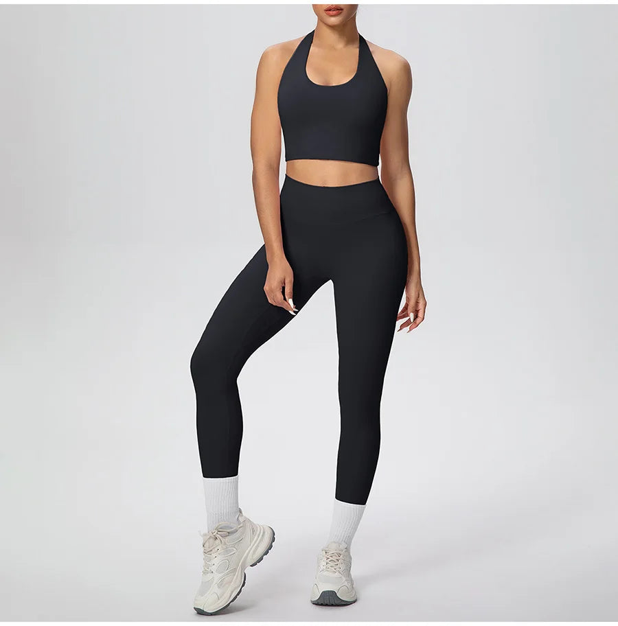 Yoga Clothing Set Women's High Waisted Leggings and Top 2 Piece Seamless Fitness Exercise Clothing Gym Sportswear Tracksuits