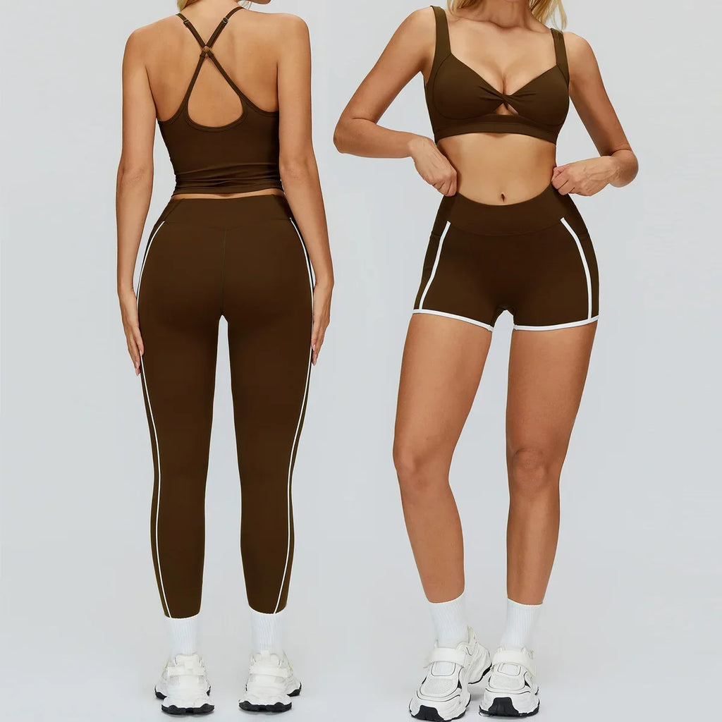 Women Yoga Set 2/3PCS Gym Clothes Long Sleeved Sportswear Yoga Suits Fitness Tracksuits Sport Outfits Crop Tank Bra Gym Leggings