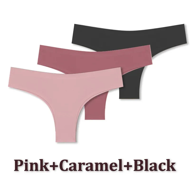 3PCS Seamless Ultra-thin Brazilian panties Maillard Panties Women Ice Silk Underwear Sexy Panty Low Waist G-string Female Solid