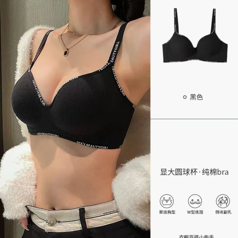 Deep V Knitting Bra Women's Underwear Small Chest Sexy Push Up Lingerie Seamless Bra for Women Bra Thick Bralette 32-38AB