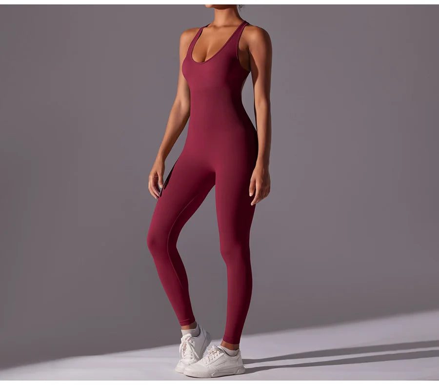 Seamless One-Piece Yoga Jumpsuit Women Fitness Sports Overalls Dance Workout Set Stretch Bodysuit Gym Clothes Push Up Sportswear