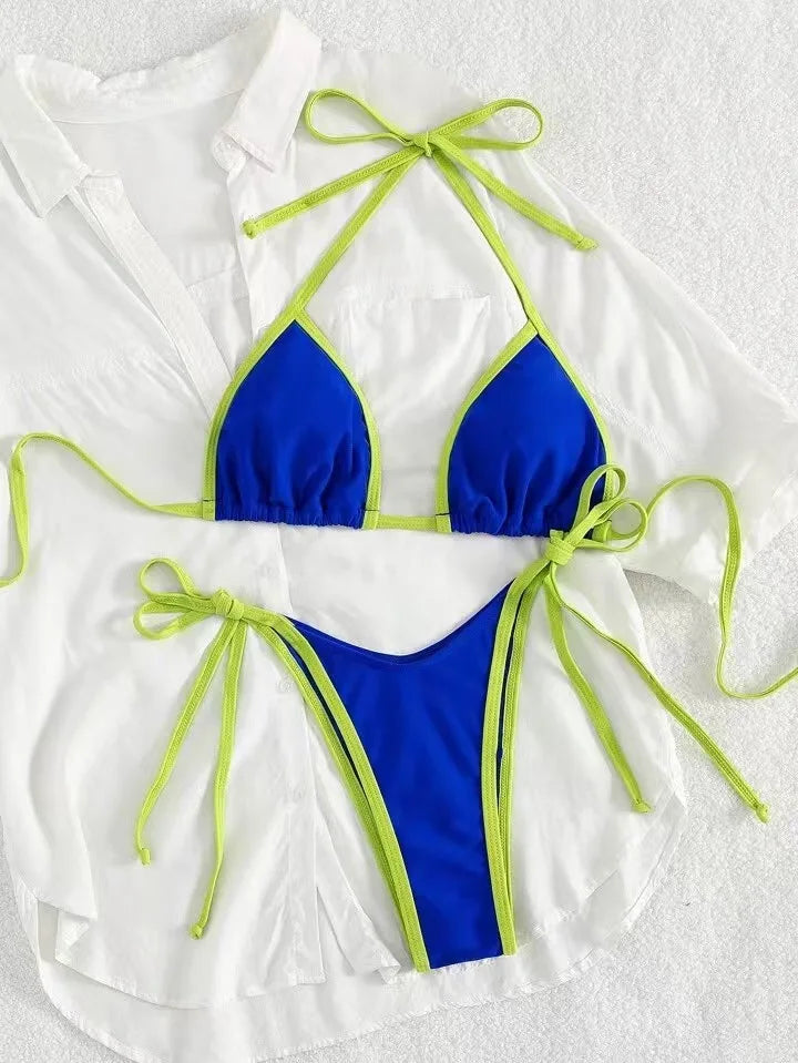 2026 Sexy Contrast Color Separates Micro Bikini Women's Swimsuit Female Swimwear Mini Thong Bikinis Set Two-piece Bathing Suit
