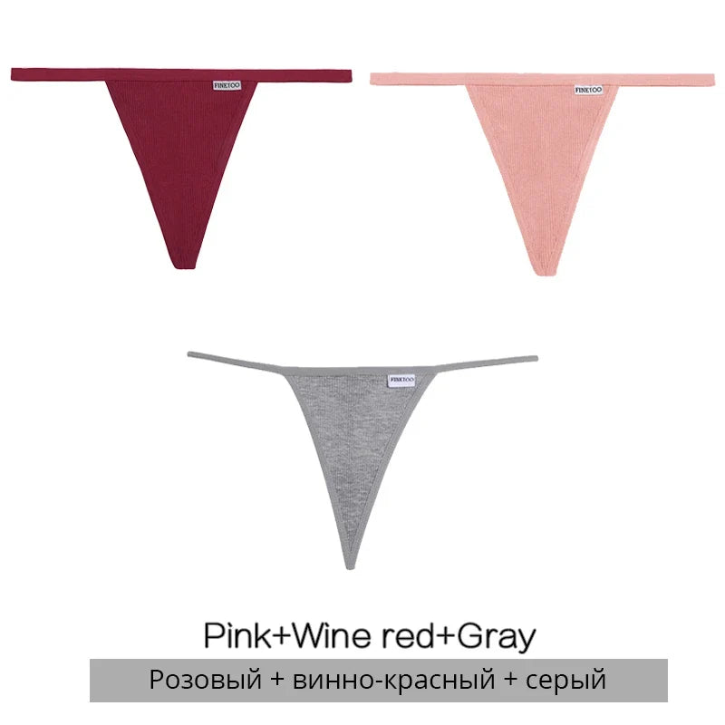3Pcs/set Cotton Thongs M-XL Sexy Bikini Panties Women T-Back Underpants Girls Low Waist G-string Underwear Female Lingerie 2022