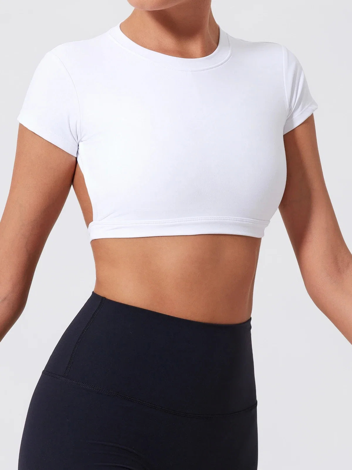 Hearuisavy Summer Sports Shirts Workout Tops Fitness Activewear Quick-Dry Yoga Clothes Sport Crop Tops Backless Gym Top Women