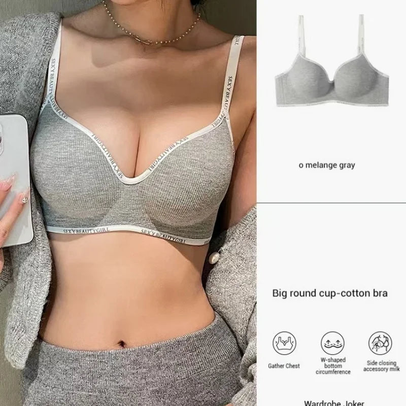 Deep V Knitting Bra Women's Underwear Small Chest Sexy Push Up Lingerie Seamless Bra for Women Bra Thick Bralette 32-38AB