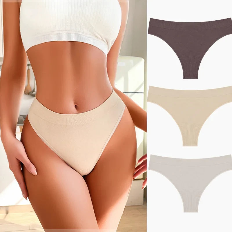 3PCS Seamless Women's Lingerie Female Thongs Sexy Underwear Low-Rise Underpant Women's Panties Intimates Bikini Briefs S-XL