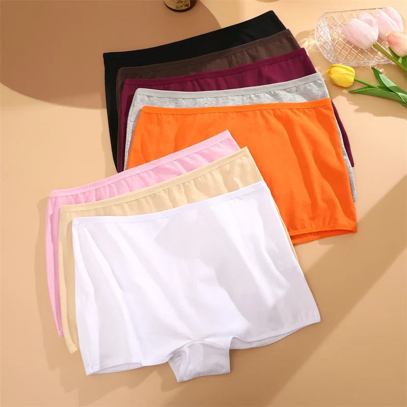 3PCS Women's  Cotton Seamless Panties Sports Boxers Underwear Female Solid Color Briefs Cozy Lingerie Intimate Underpants XS-XL
