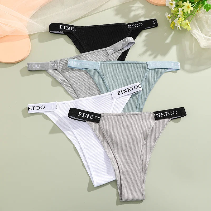 5PCS Women Cotton Maillard Brazilian Sexy Panties Breathable Low Waist Female Underwear Soft Solid Color Intimates High Elastic