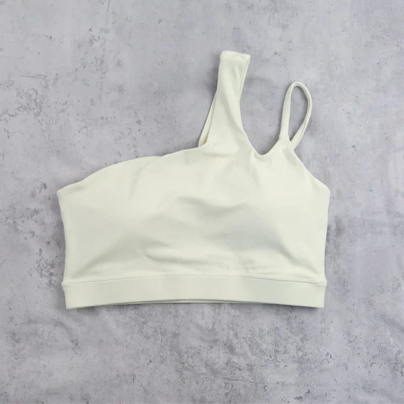 DIA FIT JOY Yoga Sports Bra Single Shoulder Irregular Strap Naked feel Sensation Beautiful Back Design Comfortable Breathable