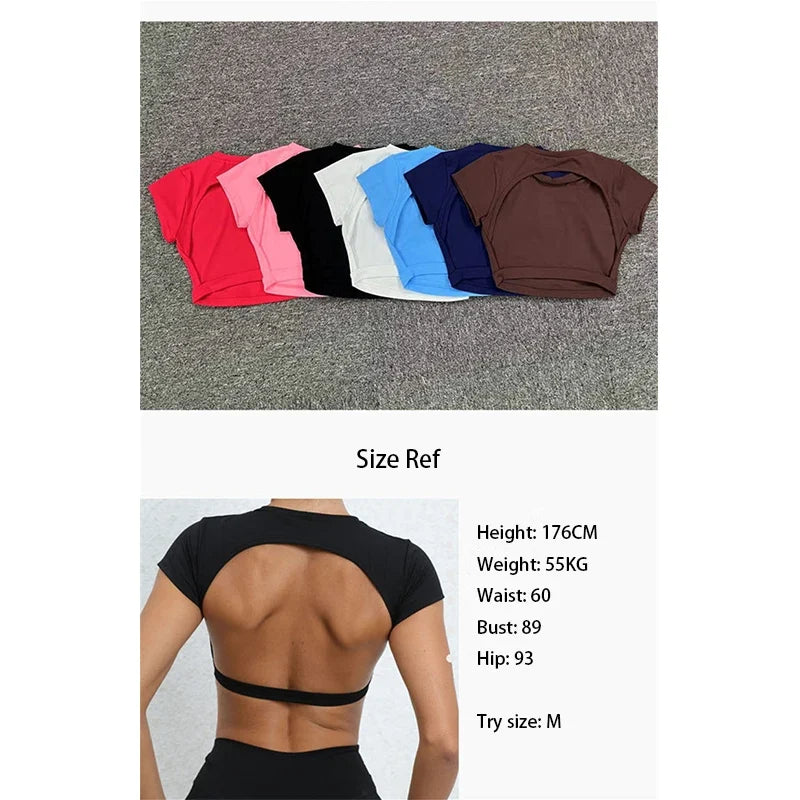 Hearuisavy Summer Customizable Sports Shirts Workout Sportswear Backless Yoga Clothing Chest Pads Sport Crop Tops Gym Top Women