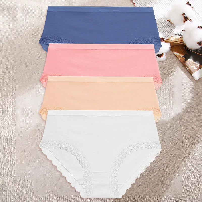4Pcs/Set Women's Cotton Briefs Women Seamless Panties Solid Color Breathable Underwear Female Low Waist Soft Lingerie S-XXL