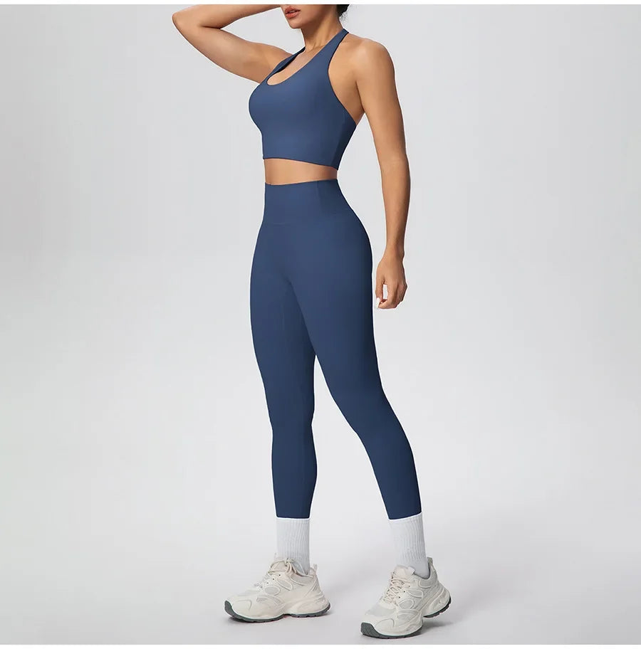 Yoga Clothing Set Women's High Waisted Leggings and Top 2 Piece Seamless Fitness Exercise Clothing Gym Sportswear Tracksuits