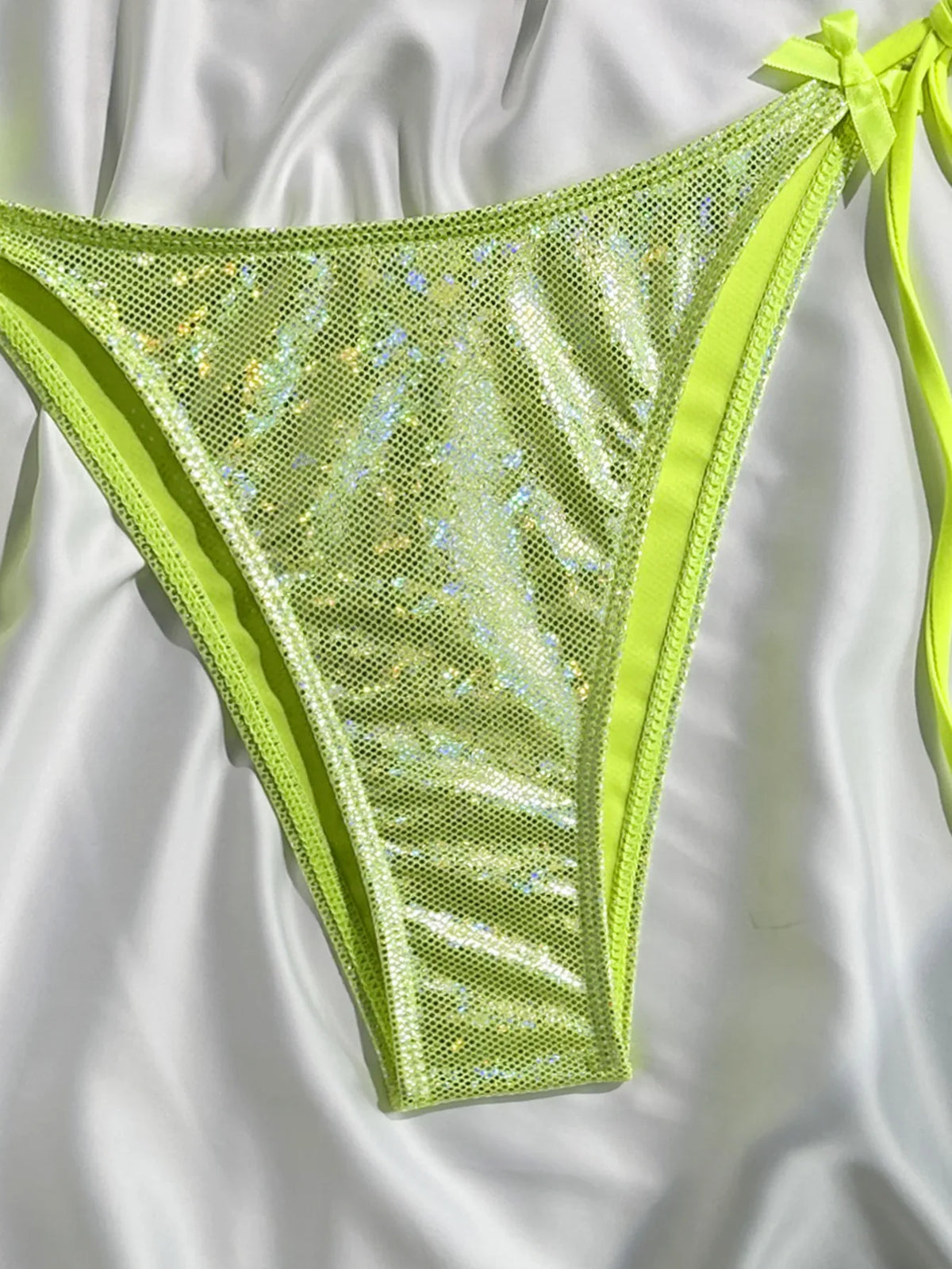 Shiny Pink Bikini 2025 Women Sexy Brozing Tie Bow Strap Push Up Micro Swimsuit Brazilian Bathing Suit Tie Side Triangle Swimwear