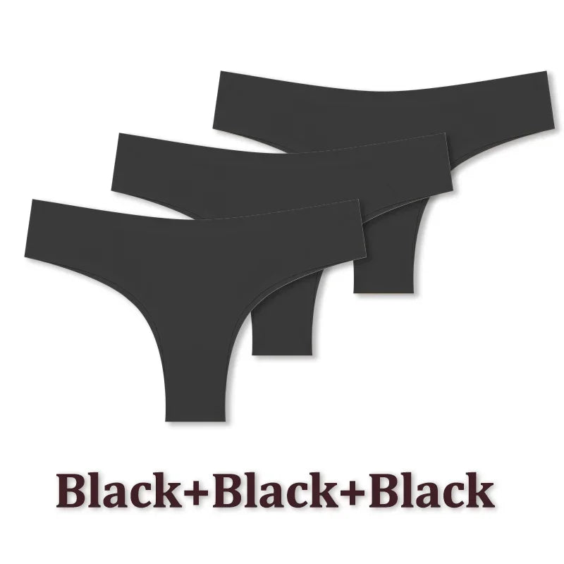 3PCS Seamless Ultra-thin Brazilian panties Maillard Panties Women Ice Silk Underwear Sexy Panty Low Waist G-string Female Solid