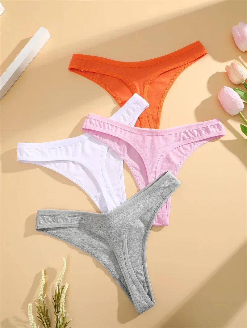 5Pcs Women Sexy Cotton Thongs Female Bikini Panties G-String Underwear Thongs Striped Panties Female Underwear T-Back Intimat