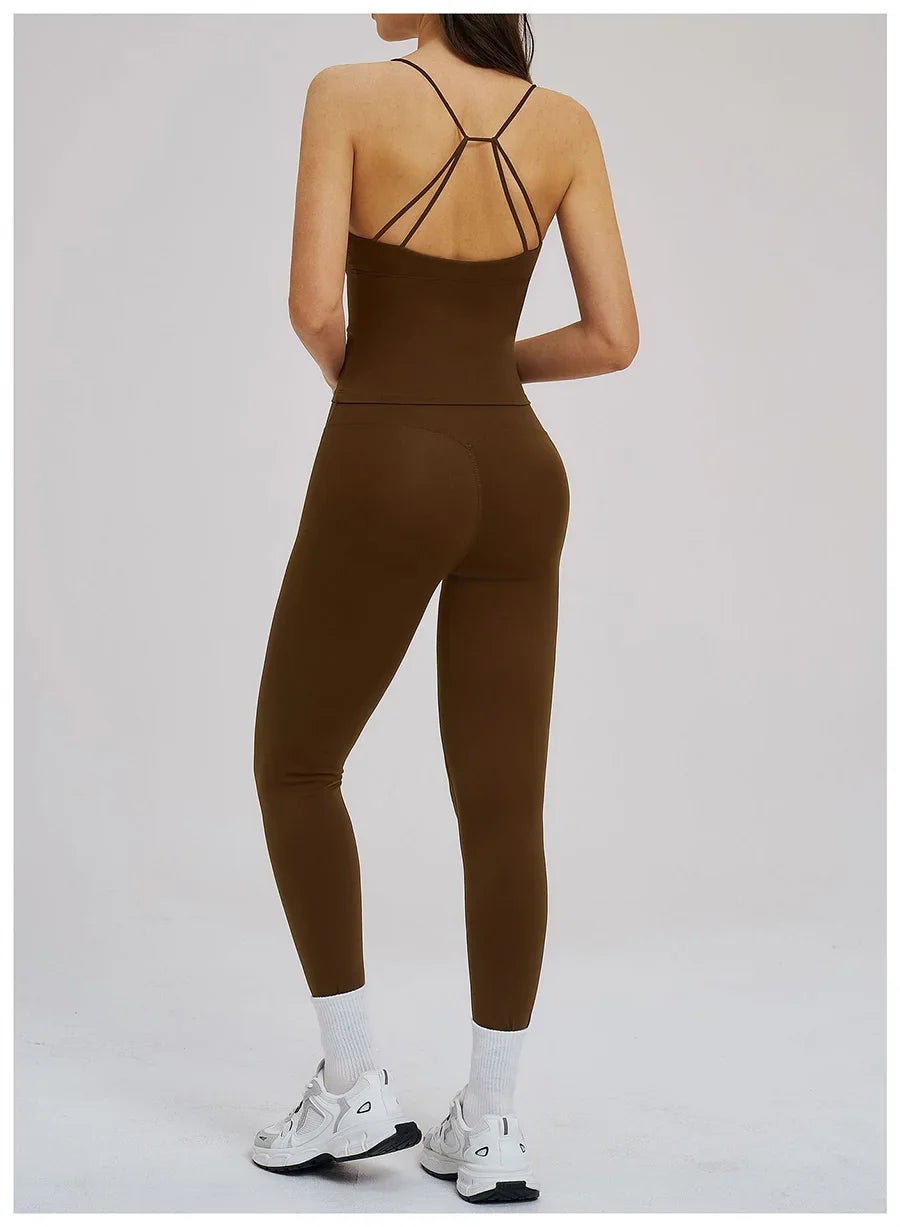 2PCS Yoga Suit Sports Set Women Fitness Quick-Drying Gym Tracksuit Running Nude Feeling Workout Outfit Sport Bra Leggings Suit