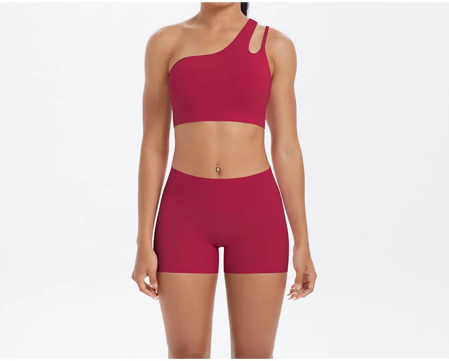 2PCS Yoga Set Women Gym Sports Suits Fitness Bra Crop Top Workout Clothes Female Athletic Wear Push Up Shorts Sportswear