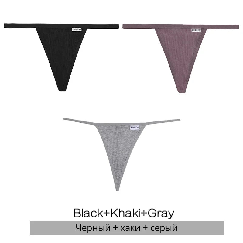 3Pcs/set Cotton Thongs M-XL Sexy Bikini Panties Women T-Back Underpants Girls Low Waist G-string Underwear Female Lingerie 2022