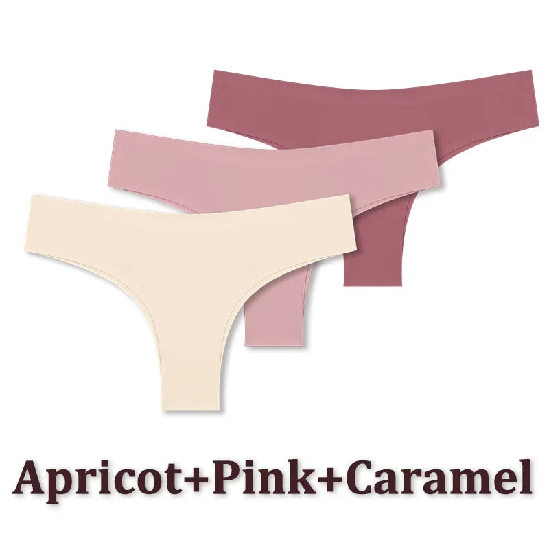 3PCS Seamless Ultra-thin Brazilian panties Maillard Panties Women Ice Silk Underwear Sexy Panty Low Waist G-string Female Solid