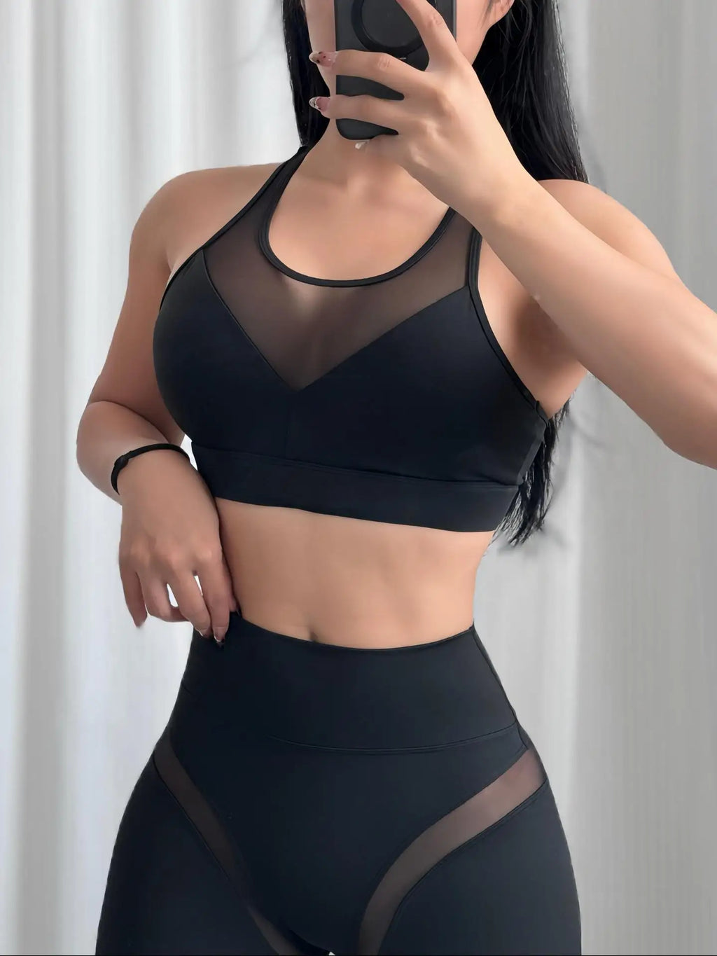 Sexy Mesh Fitness Yoga Trousers Women's High Elastic Nude Buttocks Quick-drying Breathable Leggings Europe and America