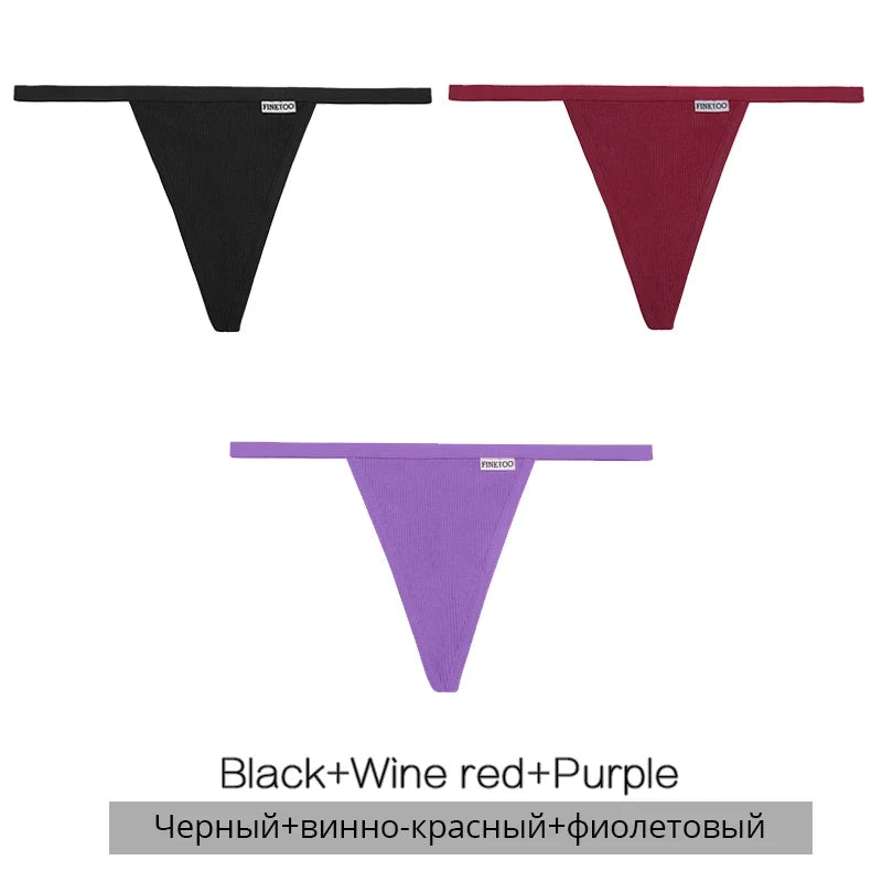3Pcs/set Cotton Thongs M-XL Sexy Bikini Panties Women T-Back Underpants Girls Low Waist G-string Underwear Female Lingerie 2022