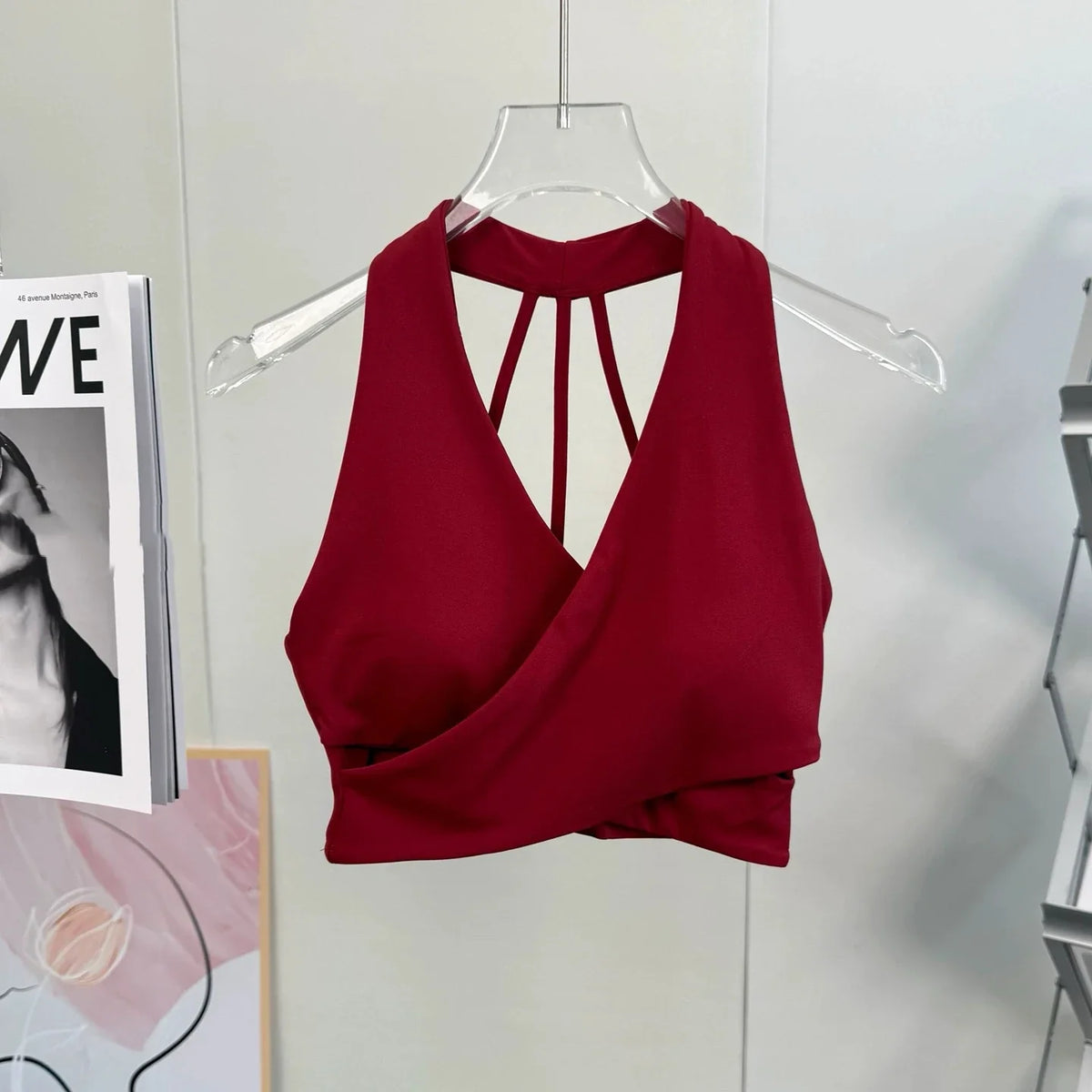 Women's Cross Back Sports Bra Shock Resistant Gathered Sexy Gym Running Bra Summer Yoga Vest Outdoor Comfortable Fitness Wear