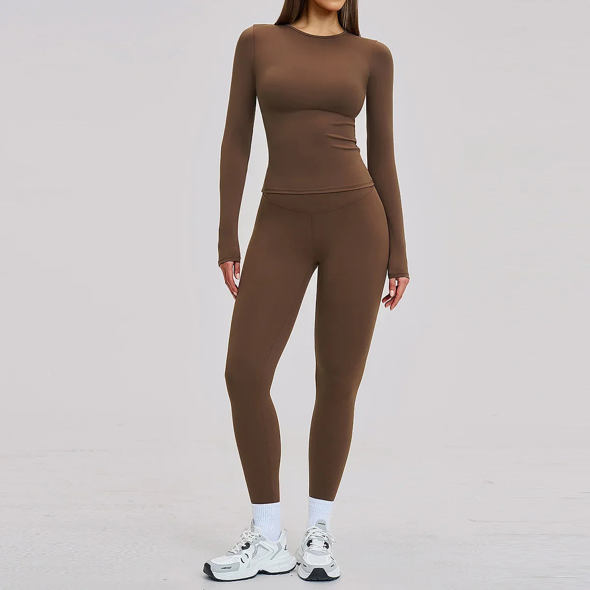 New Yoga Set 2PCS Gym Clothes Workout Outfits Women Long-sleeved T-shirt Sportswear Tracksuits Fitness Sports Vest Gym Leggings