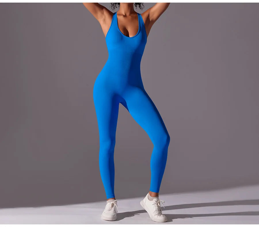 Seamless One-Piece Yoga Jumpsuit Women Fitness Sports Overalls Dance Workout Set Stretch Bodysuit Gym Clothes Push Up Sportswear