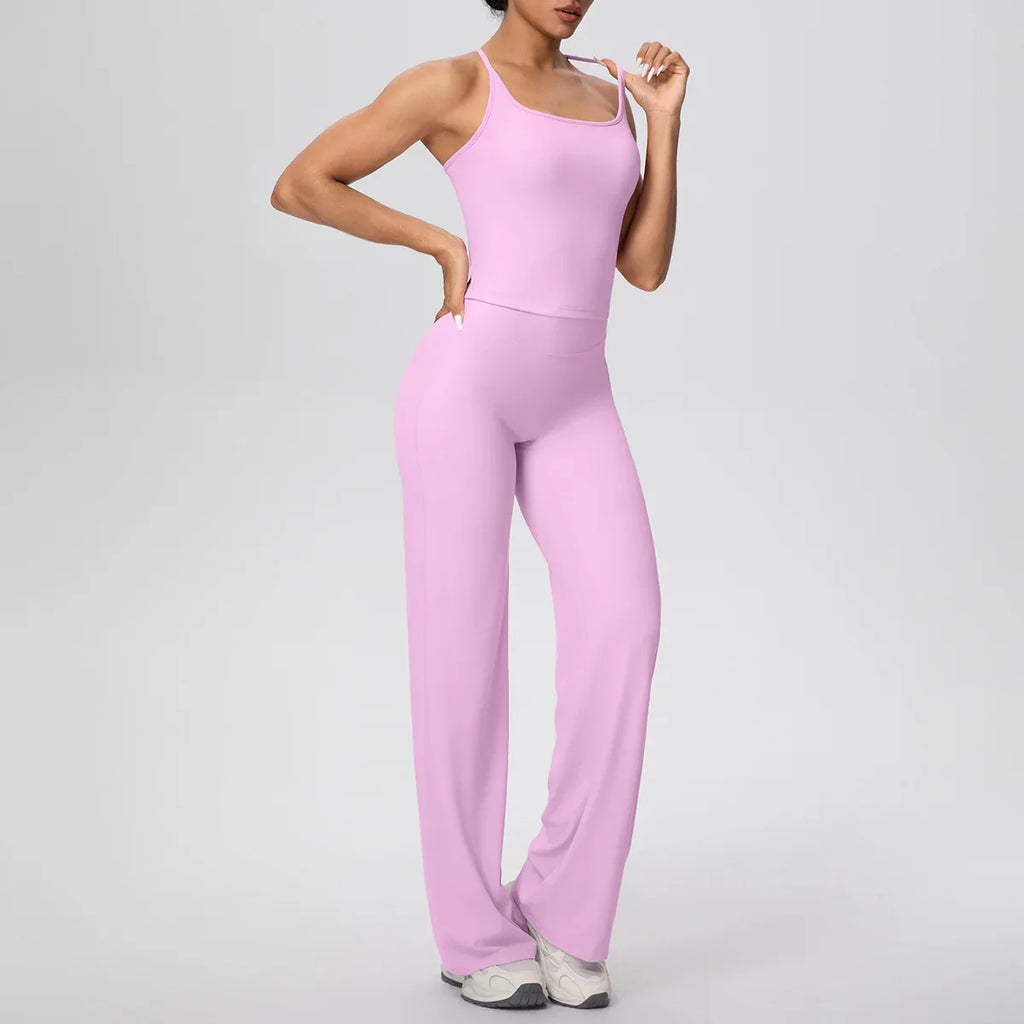 Yoga Set 2PCS Women Tracksuit Nude Feeling Workout Sets Gym Clothes Push Up Fitness Running Sportswear Sport Vest Leggings Suit