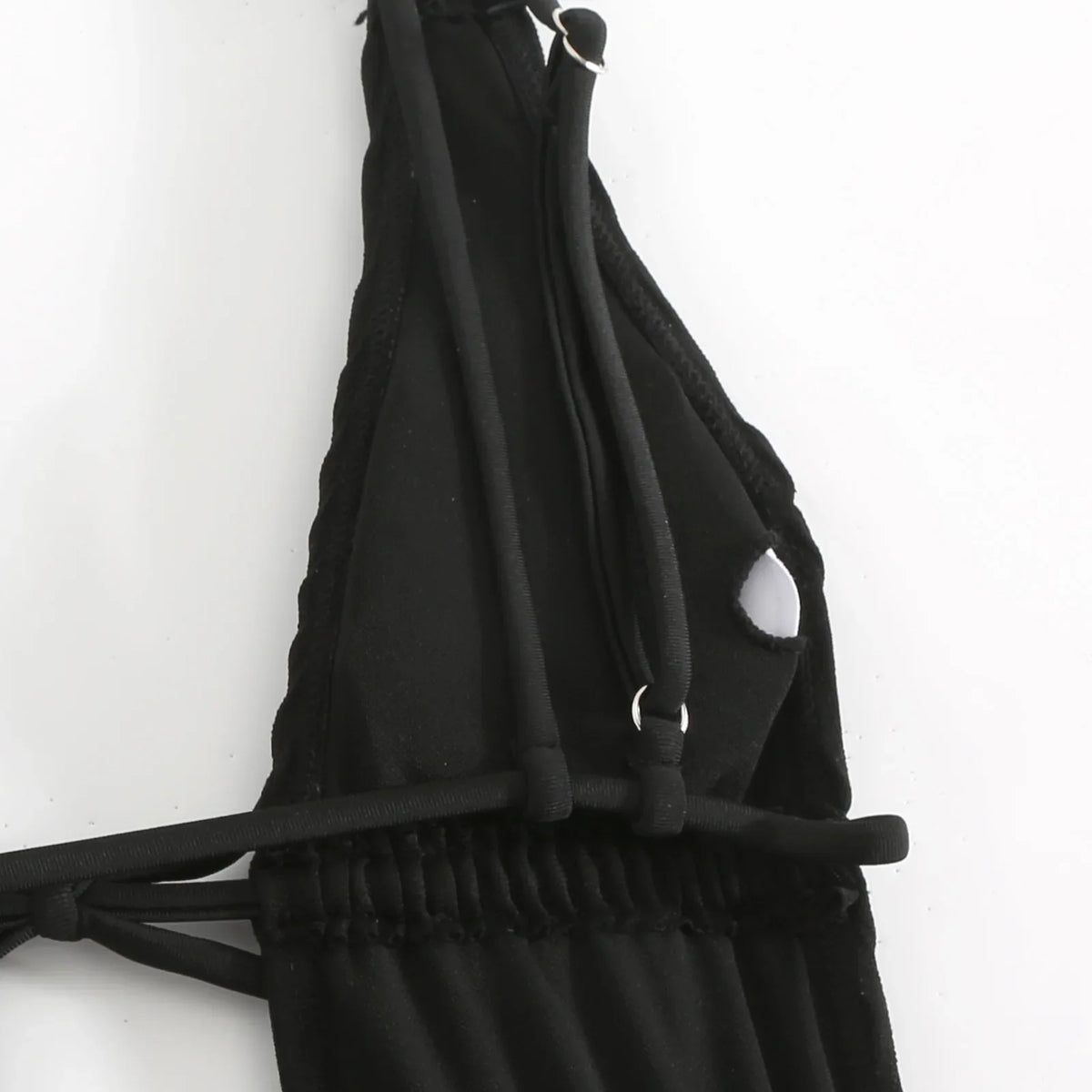 2026 New Deep V One Piece Black Swimsuit Halter Solid Color Women's Backless Bathing Suit Bandage White Swimwear For Female